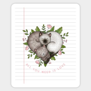 All You need is love - cat lined Sticker